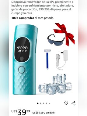 Turquoise Handheld IPL Hair Removal Device with Accessories